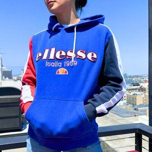 Ellesse Hooded Sweatshirt Women's Size Medium Blue Cotton Long Sleeve Pullover